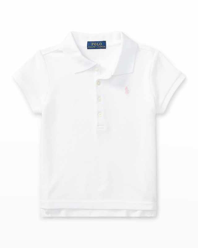 Girl's Logo Embroidered Short-Sleeve Polo Shirt, Size 2-4